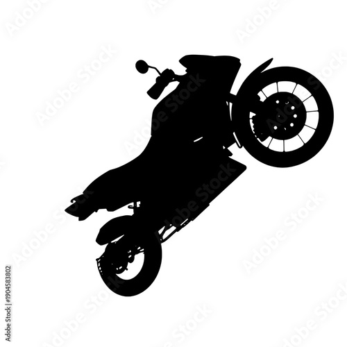 Motorcycle Wheelie Side View Silhouette