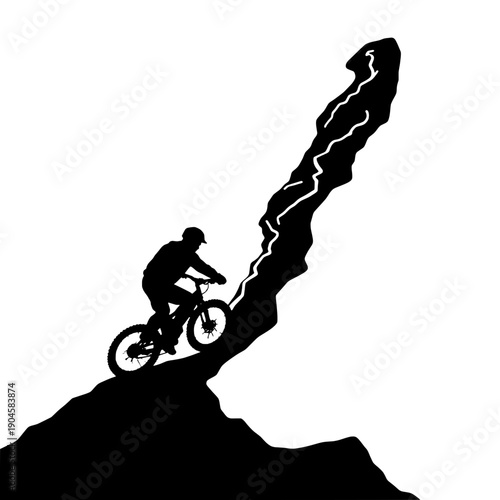 Mountain Bike Trail Map Silhouette