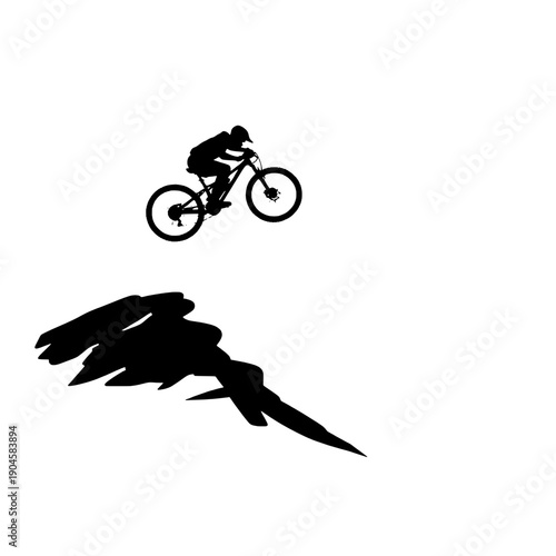 Mountain Biker Jumping Gap Silhouette