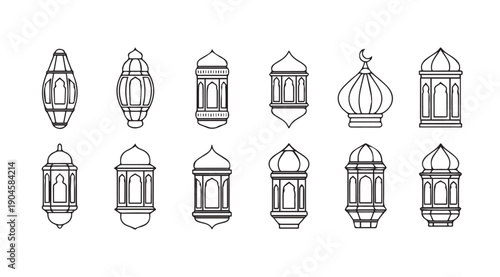 Collection of Islamic Lanterns Vector Icons Ramadan Kareem Decorative Elements