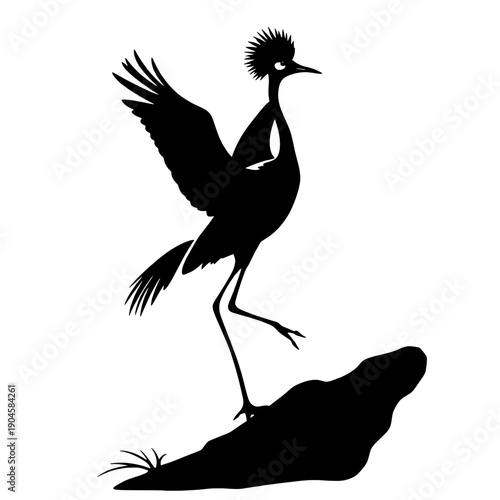 Red-Crowned Crane Ascent Silhouette Graphic