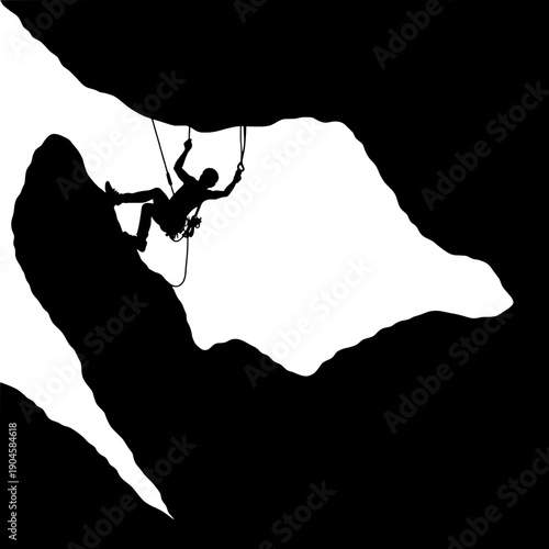 Rock Climbing Gear and Climber Silhouette