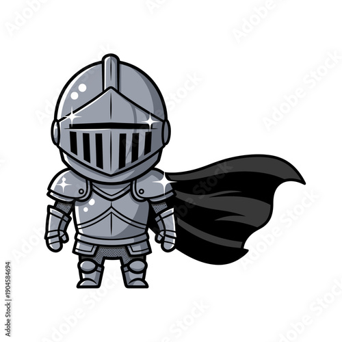 Chibi Knight in Shining Armor with Black Cape