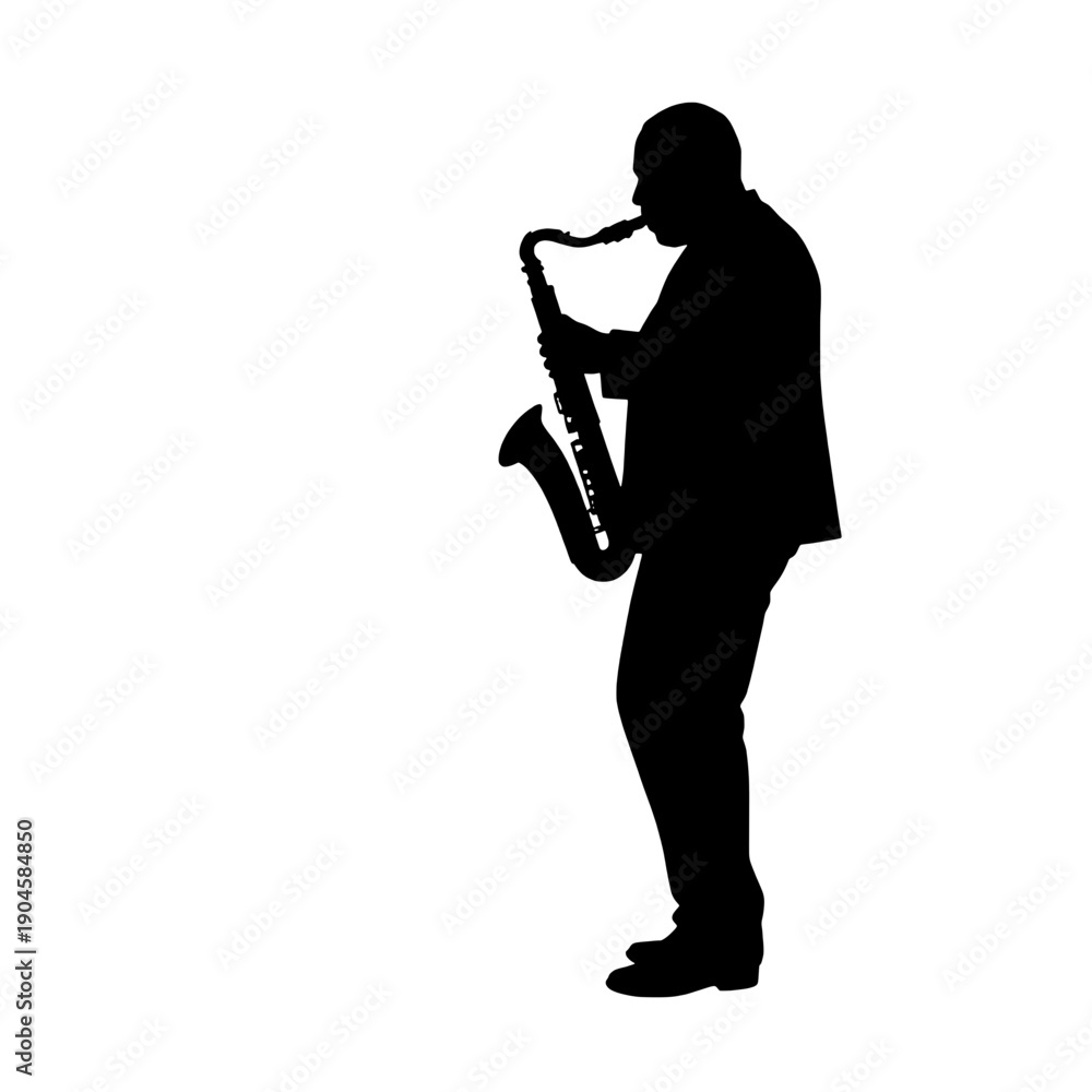 Naklejka premium Saxophone Player Silhouette - Jazz Improvisation