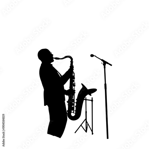 Saxophone Player Outline - Jazz Club