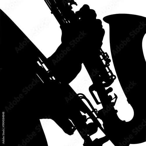 Saxophone Player Silhouette - Close Up