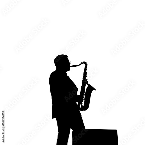 Saxophone Player with Spotlight Silhouette