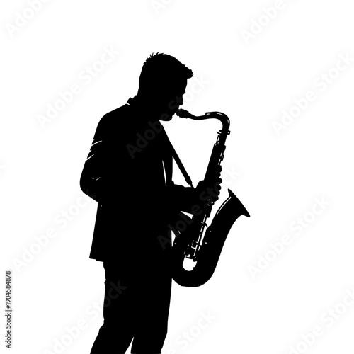 Saxophonist Silhouette Playing Jazz Solo