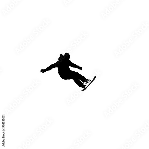Silhouette of Snowboarder Carving Powder