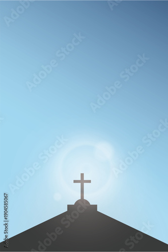 Series of Christianity themed background in simple sky and silhouette style perfect for flyer print poster background