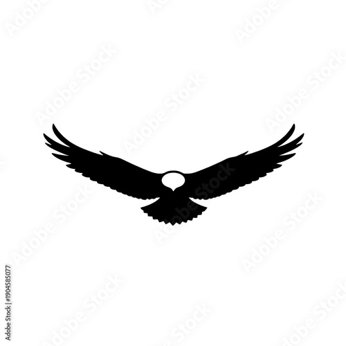 Simple Eagle Silhouette Flying with Wings Spread