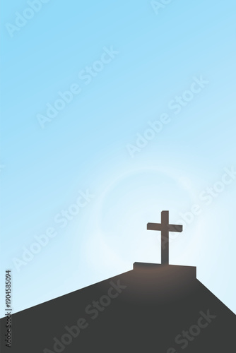 Series of Christianity themed background in simple sky and silhouette style perfect for flyer print poster background