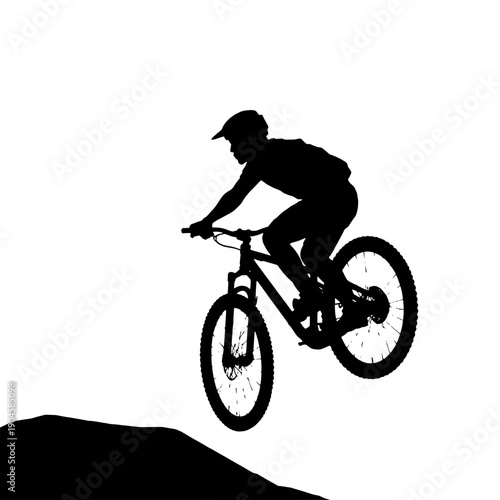 Simple Mountain Biker Ramp Silhouette