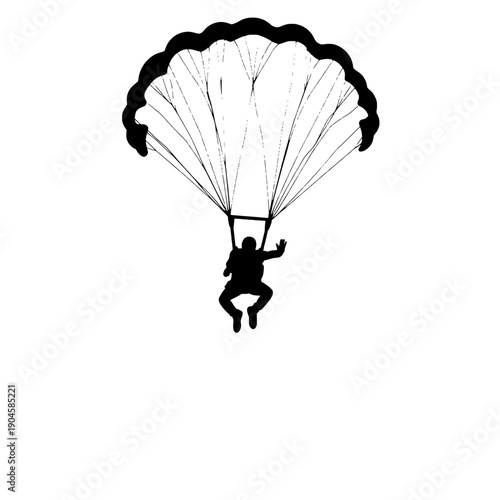 Skydiver Silhouette with Open Parachute