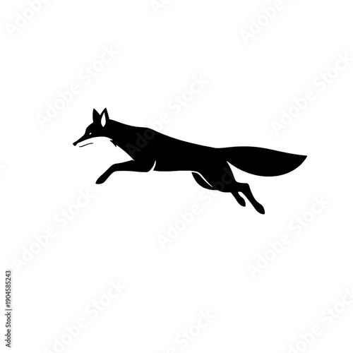 Sleek Fox Silhouette Leaping