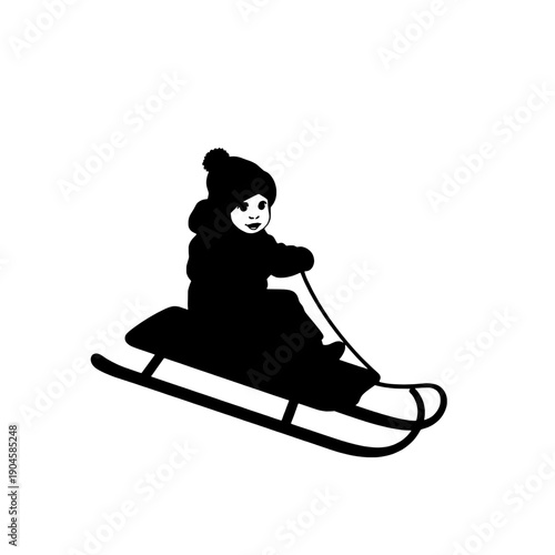 Sledding Downhill Silhouette