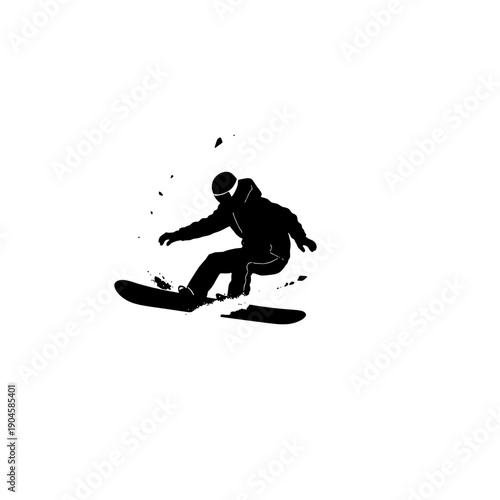 Snowboarder Carving with Snow Spray Silhouette
