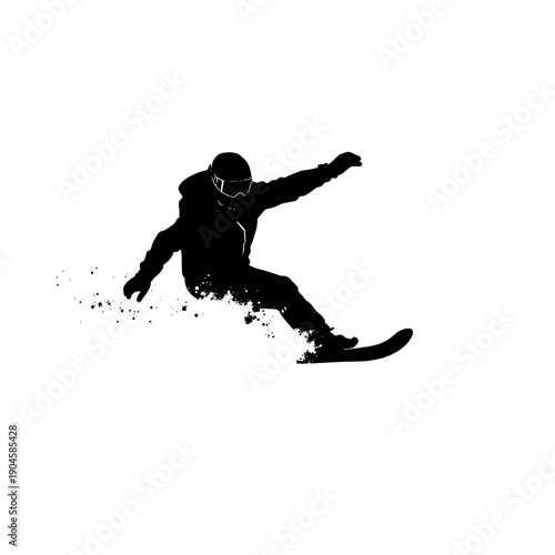 Snowboarder Carving a Turn Silhouette