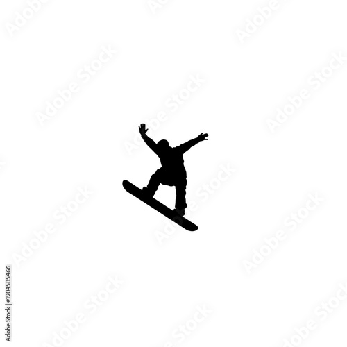 Snowboarder Performing a 360 Spin Silhouette