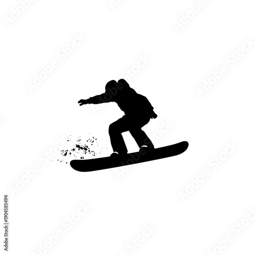 Snowboarder Silhouette Performing Carve