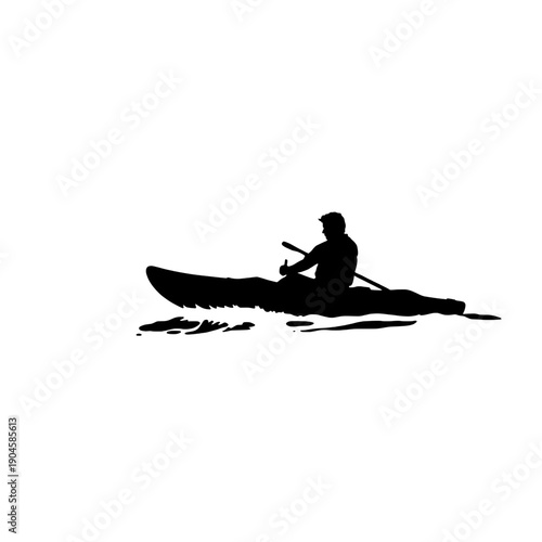 Solo Kayaker Silhouette in Rough Water
