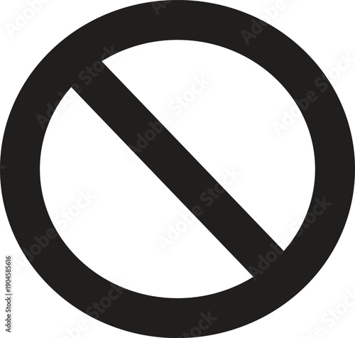 Black Prohibition Symbol Vector ? Circle with Diagonal Line for Warning, Restriction, and No Entry Signage