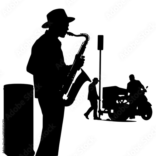 Street Saxophonist Silhouette