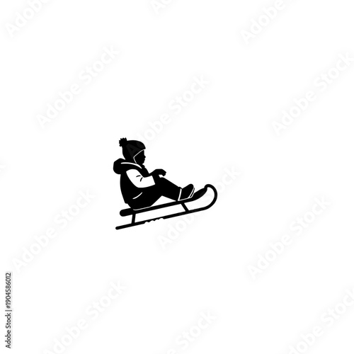 Winter Adventure: Sledding Silhouette
