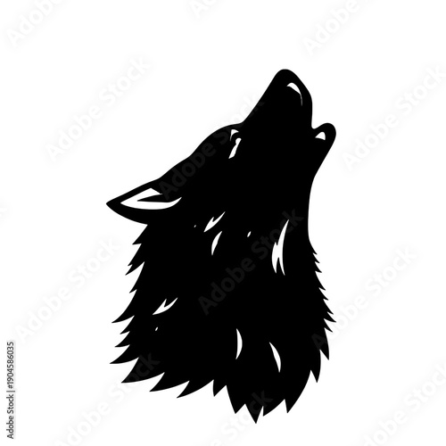 Winter Wolf Howling at Moon - Simple Silhouette