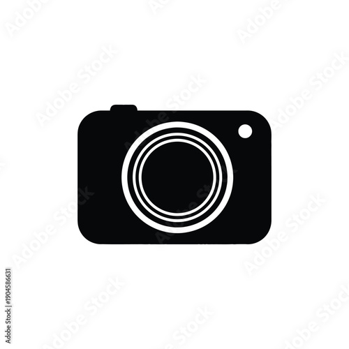 Compact Camera Rounded Flat Icon. Simple Point and Shoot Camera Silhouette. Rounded Compact Camera Vector Symbol.
