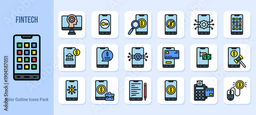 Fintech icons set