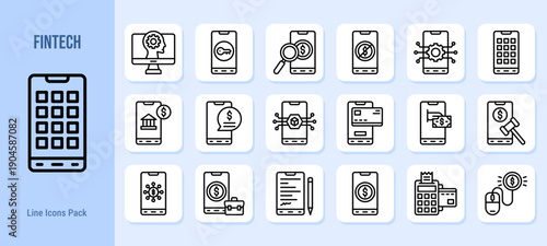 Fintech icons set
