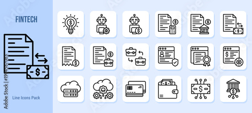 Fintech icons set