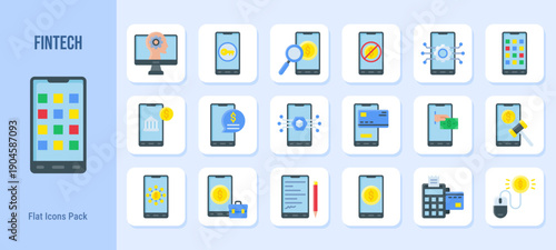 Fintech icons set