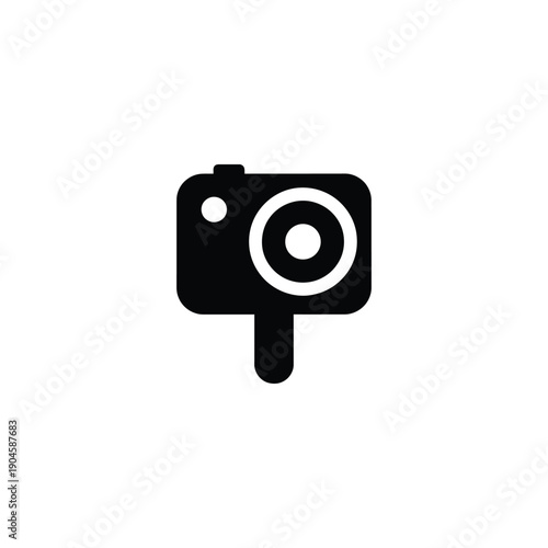 Helmet Camera Rounded Icon. Compact Helmet Cam Silhouette. Action Helmet Camera Vector.