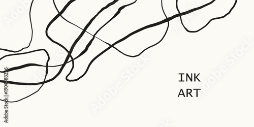 Ink brush strokes creating expressive abstract art, ideal for modern design, minimal visuals, and artistic concepts.
