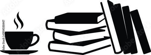 Coffee and  Book Silhouette | Perfect Moment of Relaxation Vector Illustration