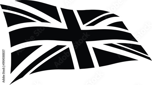 English Flag Flying Silhouette | Waving Union Jack Vector Illustration