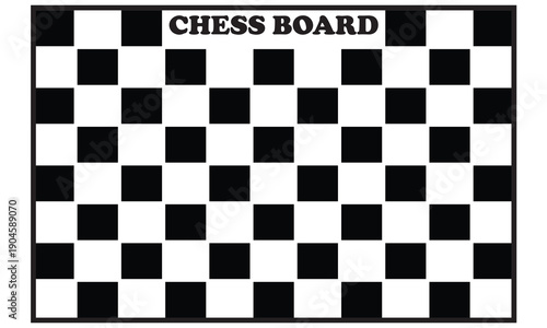 Empty chess board in perspective. Checkered texture 3d background. Chess piece vector king queen pawn icon, Vector illustration.  Abstract white-black checkered background.