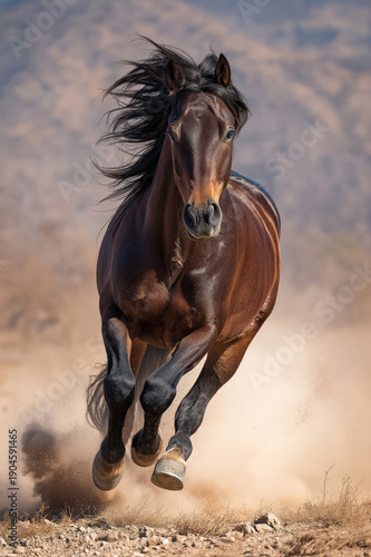 a stallion twisting mid-gallop 
