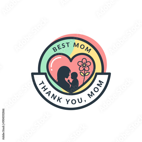 Mother baby heart and flower illustration perfect for mothers day cards, posters, social media posts, invitations, and nursery decor.