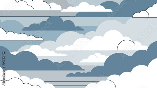 A serene image showcasing stylized, layered clouds in a muted palette