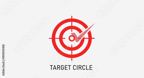 Red Target Circle with Checkmark Symbol on Gray Background