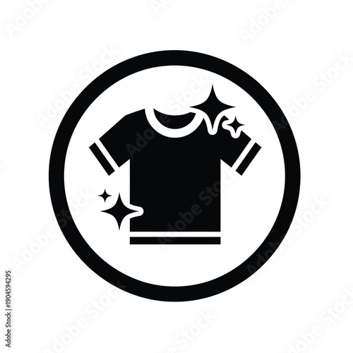 Photos Black t shirt icon with sparkles in a circle