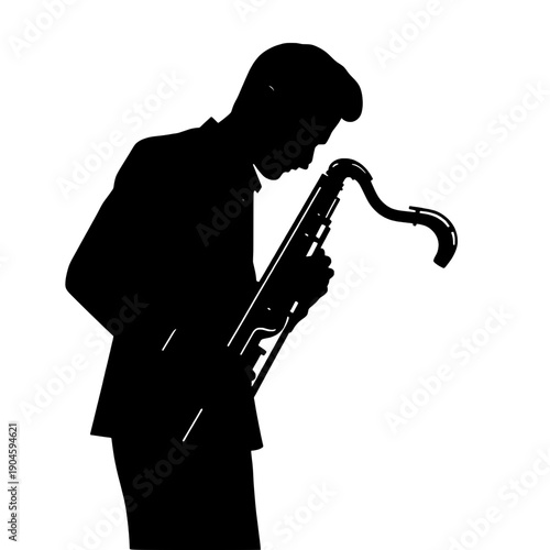 Abstract Saxophone Player Silhouette Design