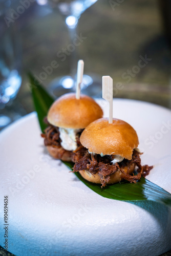 small rib burger close-up