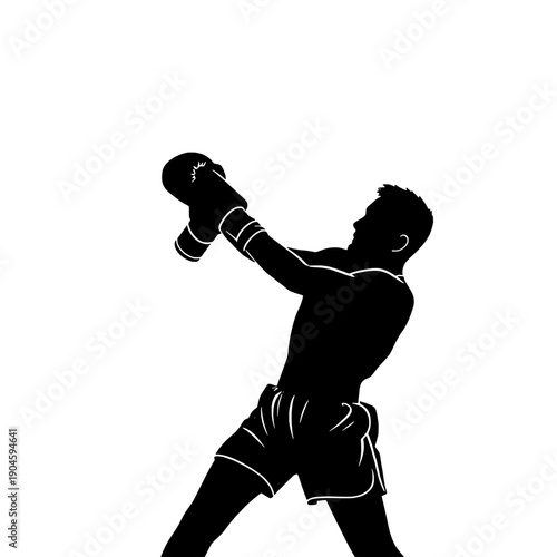 Aggressive Boxer Uppercut Silhouette