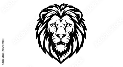 Lion Head Illustration with Detailed Mane.