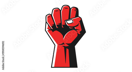 Raised Red Fist Protest Symbol Hand.
