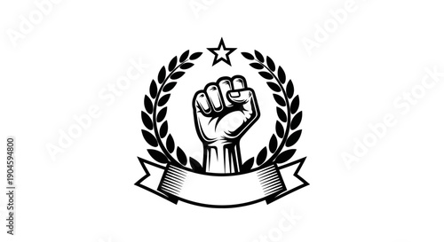 Raised Fist Emblem with Laurel Wreath.